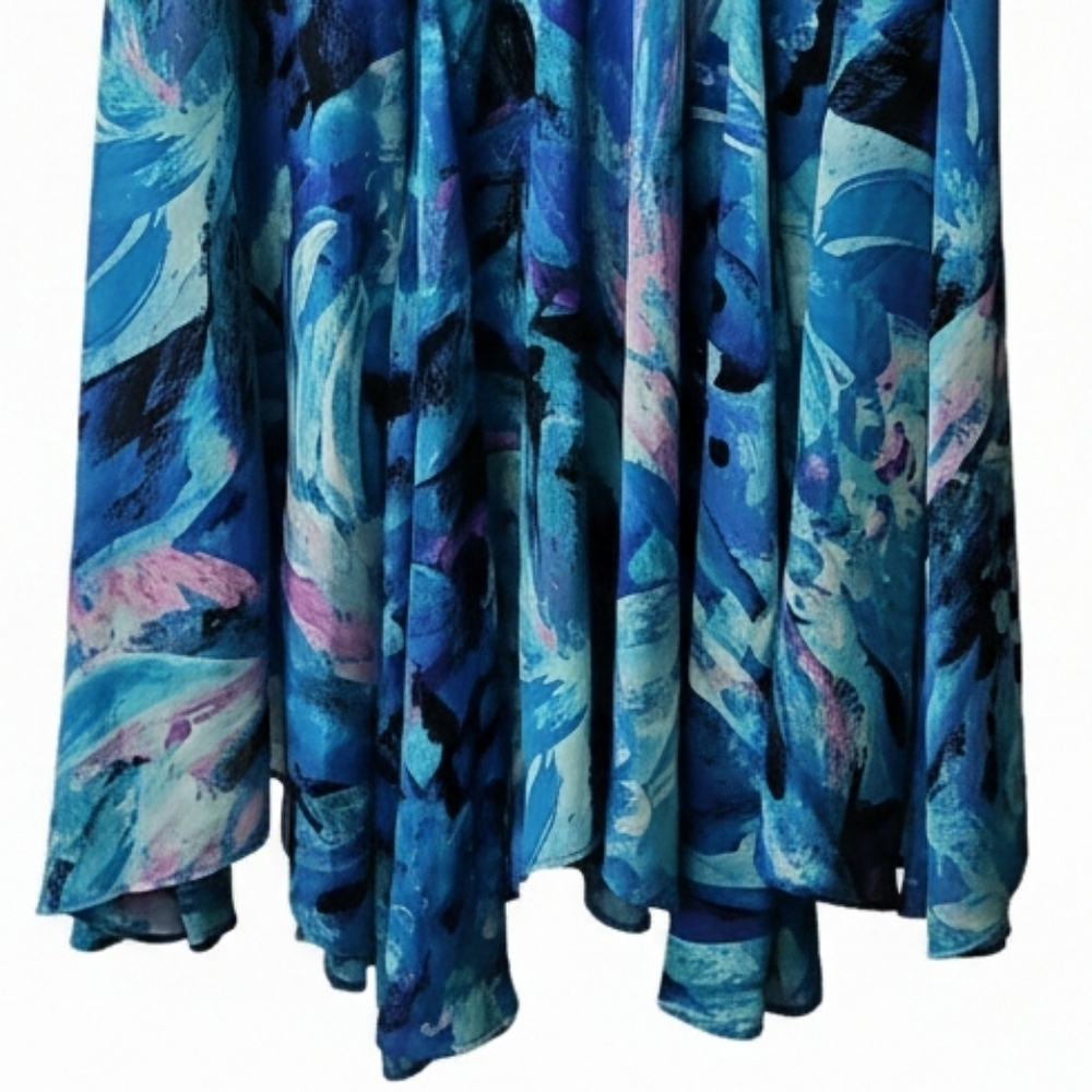NWT Bob Mackie Colorful Flowy Fully Lined Asymetrical Hem Abstract Print Skirt M - Picture 6 of 6